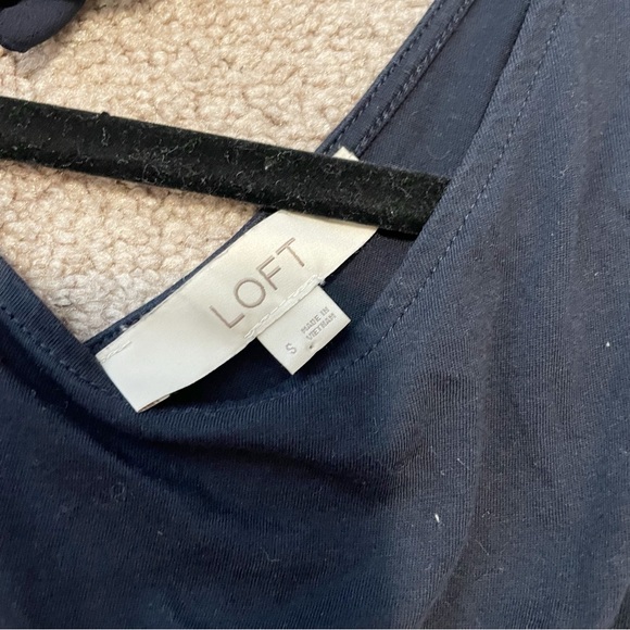 LOFT Navy Blue Tie Back Tank Top with Sheer Fabric Back Size Small - Picture 6 of 7